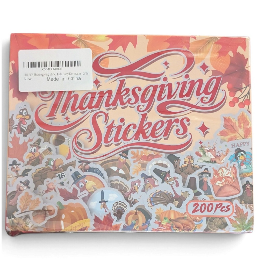 200 Pc Thanksgiving Stickers Turkey Fall Autumn Kids Party Crafts New